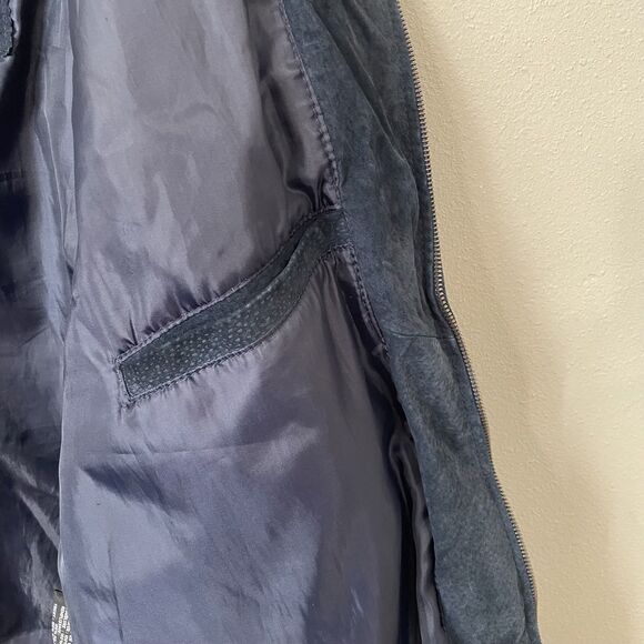 VTG Global Identity G-111 Leather Jacket Mens XL Brown & Blue Bomber Coat - Picture 11 of 16